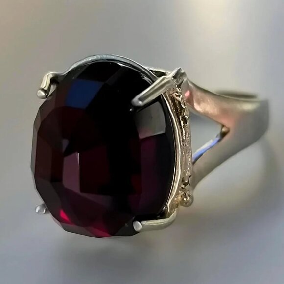 Huge Natural Garnet Dome Ring Reverse Set In Sterling Silver 22.94ct, Size 7 - Picture 3 of 12